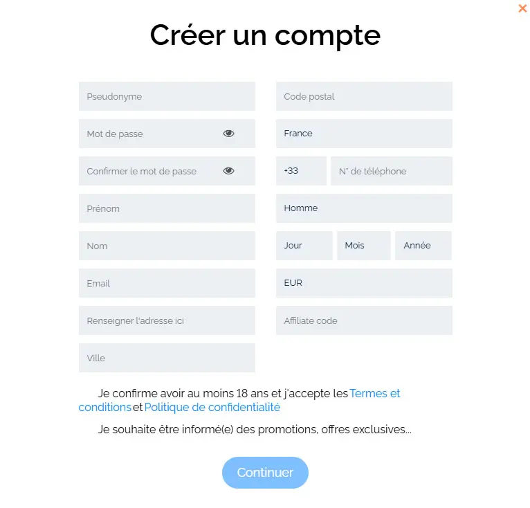 Processus d'inscription ViggoSlots Casino