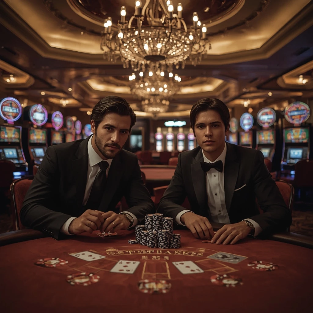 Deux joueurs de poker dans un VIGGOSLOTS CASINO